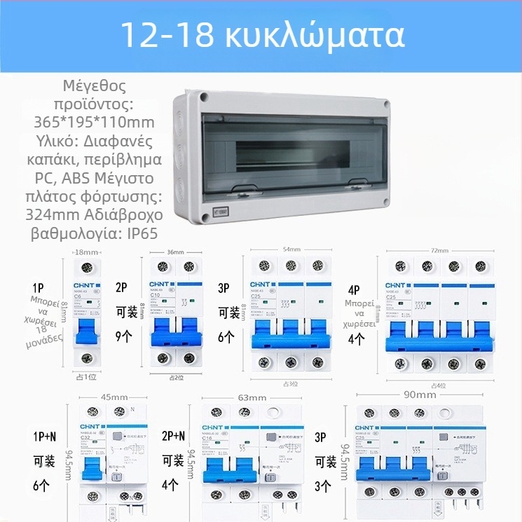HT σειρά αδιάβροχη κουτί διακοπτών προστασίας από διαρροές, επιφανειακή εγκατάσταση, IP65, ABS περίβλημα, 5–24 κυκλώματα