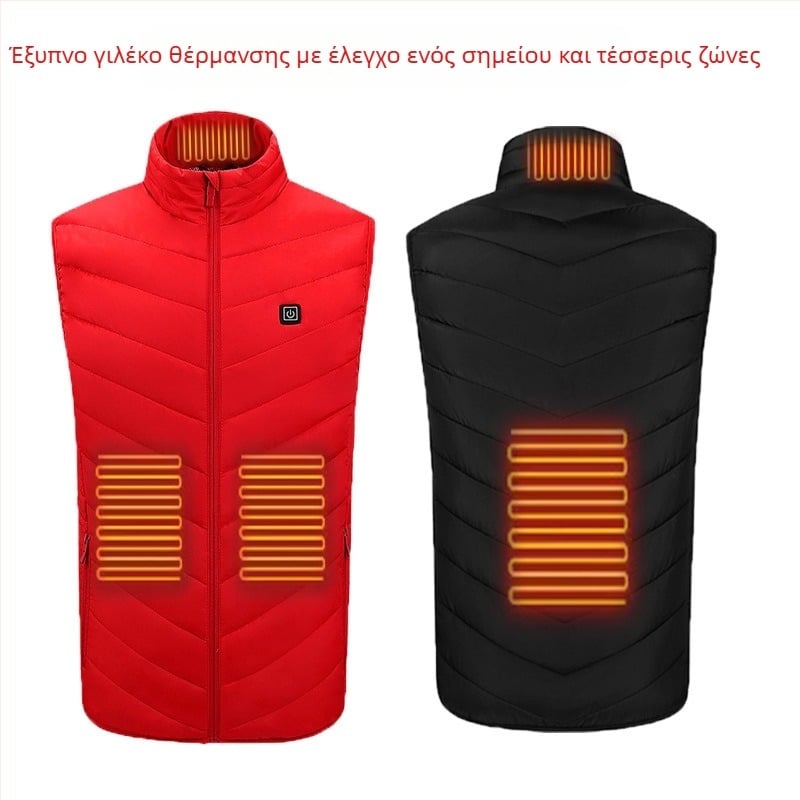 Χειμερινό εξωτερικό θερμαινόμενο γιλέκο με εννέα ζώνες θέρμανσης, υπερ-ελαφρύ, ζεστό και ανθεκτικό στον άνεμο, γιλέκο σε στυλ cardigan, επένδυση από βαμβάκι, ύφασμα πολυεστέρα, unisex, με αποσπώμενη επένδυση