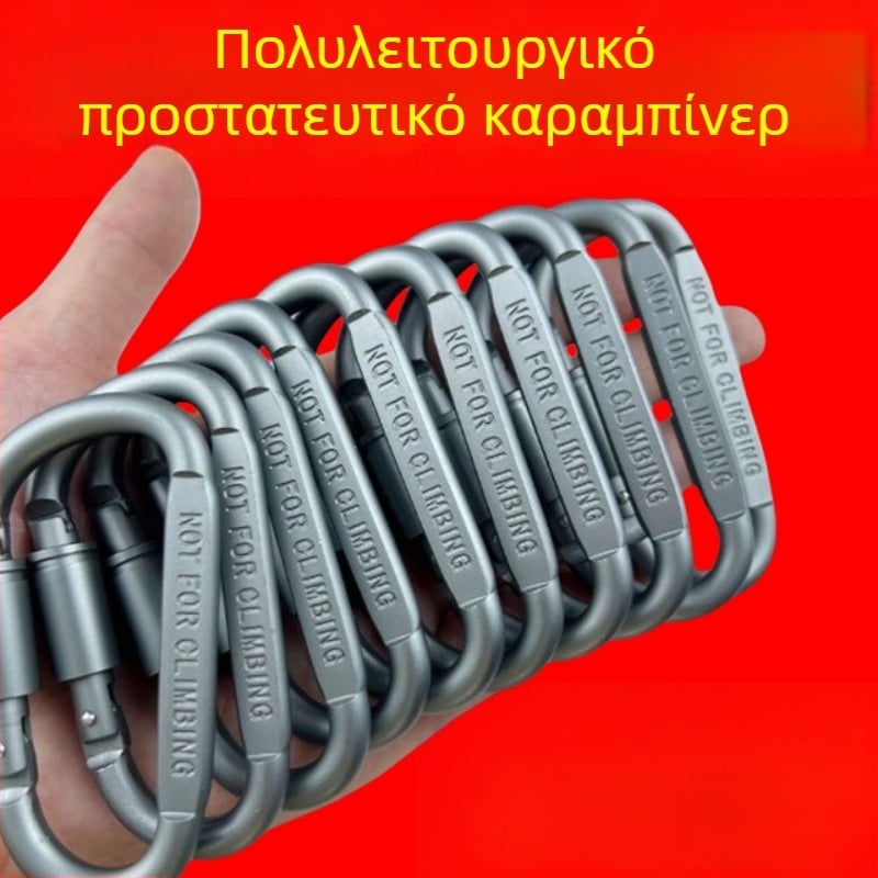 Καραμπίνερ τύπου D από ανοξείδωτο χάλυβα για υπαίθριες δραστηριότητες, κάμπινγκ και αναρρίχηση, γρήγορο κούμπωμα