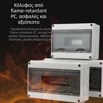 Πλαστικός πίνακας διανομής, φλογοαπωθητικός και αδιάβροχος, για σταθμούς φόρτισης, επιφανειακά εγκατεστημένος με μετρητή και προστατευτικό θήκη ασφαλειοδιακόπτη