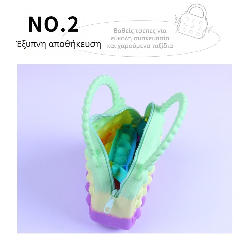 Unisex σιλικόνινη τσάντα χεριού με σχέδιο καρδιάς-φυσαλίδων, σιλικόνινη επένδυση, OEM λογότυπο κατά παραγγελία