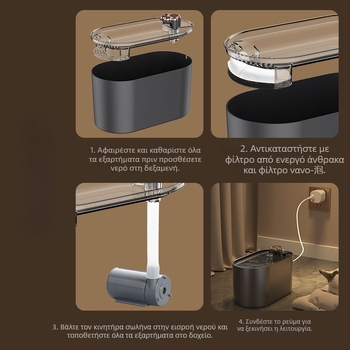 Διανομέας πόσιμου νερού για κατοικίδια με αυτόματη κυκλοφορία φιλτραρίσματος, ροή νερού, αποσπώμενη αθόρυβη αντλία, κατά suitable για σκύλους και γάτες