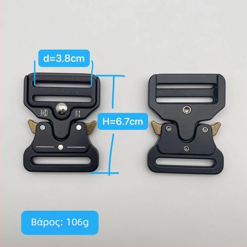 Τακτική αγκράφα ζώνης από κράμα ψευδάργύρου, υψηλής αντοχής, ανθεκτική στη φθορά, ρυθμιζόμενη για ζώνες με υφασμάτινη λωρίδα