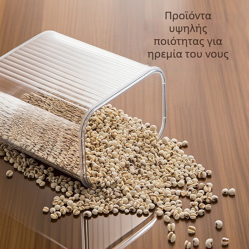 Σφραγιζόμενο τετράγωνο πλαστικό δοχείο αποθήκευσης για σιτηρά και ξηρά τρόφιμα, χωρητικότητα 1-2 L, μοντέρνο μινιμαλιστικό στυλ, προσαρμογή ιδιωτικής ετικέτας