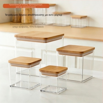 Τετράγωνη PET θήκη τροφίμων για συντήρηση, Διαφανές δοχείο αποθήκευσης τροφίμων, Παραγωγή Zhejiang Jinhua, Ποιότητα Premium