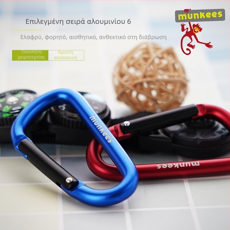 Ανοξείδωτος καραμπίνερ με σχήμα D – μικρός μηχανισμός κλειδώματος – πολυλειτουργικός κρίκος κλειδιών για εξωτερική τσάντα | χωρητικότητα φόρτωσης: 60