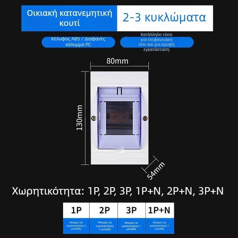 Πλαστικό κιβώδιο διανομής κυκλώματος PZ30, αδιάβροχο, για επιφανειακή ή κρυφή εγκατάσταση, προστασία διαρροών