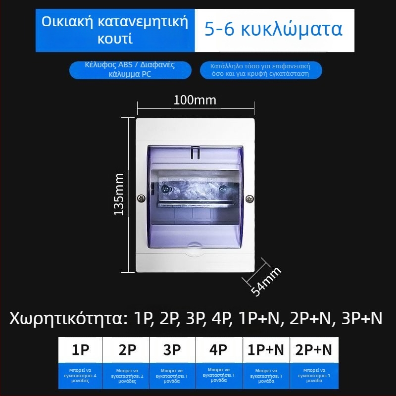 Πλαστικό κιβώδιο διανομής κυκλώματος PZ30, αδιάβροχο, για επιφανειακή ή κρυφή εγκατάσταση, προστασία διαρροών