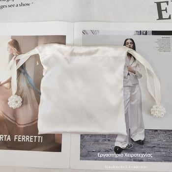 Τσάντα crossbody με χάντρες και ψεύτικες πέρλες, αστικός μινιμαλισμός, οριζόντιο τετράγωνο σχήμα, άνοιγμα με καπάκι, επένδυση από πολυεστέρα, διπλοί ιμάντες