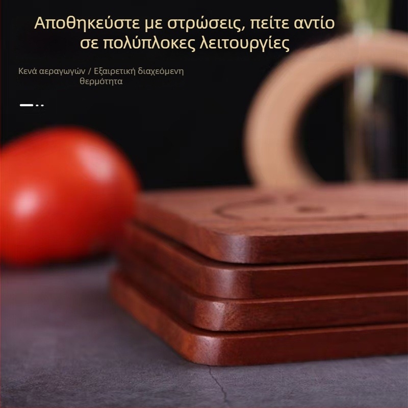 Τετράγωνη ξύλινη θερμοανθεκτική βάση τραπεζιού για πιάτα, ποτήρια και κατσαρόλες