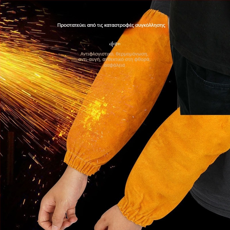 Μανσέτες συγκόλλησης από δέρμα αγελάδας, προστασία, βάρος 300 g, κατάλληλες για συγκόλληση, κοπή και λείανση