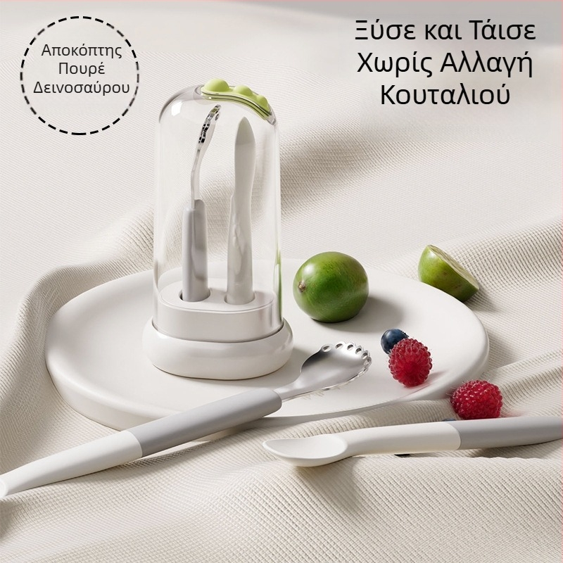 Παιδικό κουτάλι με διπλό άκρο για σίτιση – ανοξείδωτο ατσάλι, απλός σχεδιασμός, κατάλληλο για μωρά άνω των 3 μηνών
