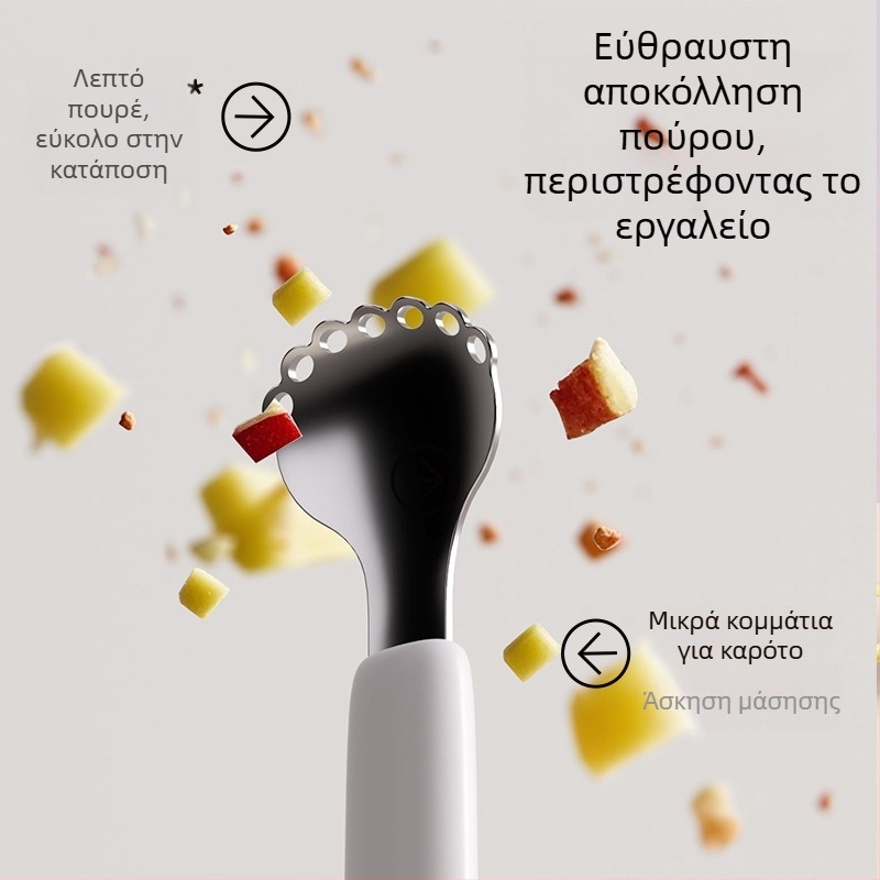 Παιδικό κουτάλι με διπλό άκρο για σίτιση – ανοξείδωτο ατσάλι, απλός σχεδιασμός, κατάλληλο για μωρά άνω των 3 μηνών