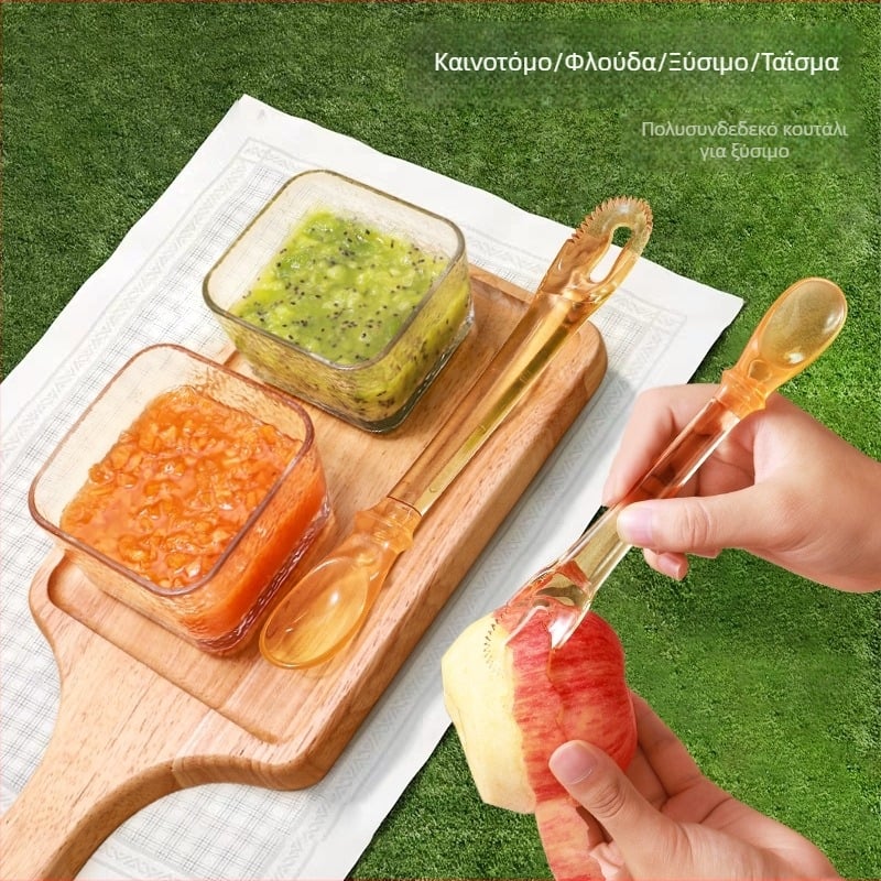 Διπλής κεφαλής βρεφικό κουτάλι φαγητού για φρούτα και μηλό πουρέ, PPSU υλικό, απλός σχεδιασμός, για παιδιά άνω των 3 μηνών