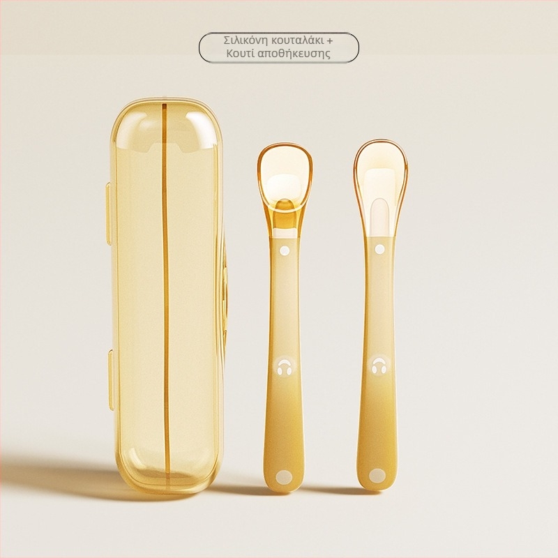 Σετ μαλακών κουταλιών μωρού από σιλικόνη, με δοχείο αποθήκευσης, μάρκα Obeni, κατάλληλο για μωρά άνω των 3 μηνών, 1 τεμάχιο.