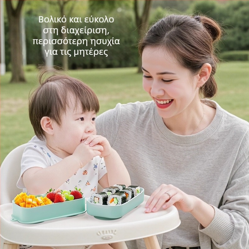 Φορητός δίσκος γεύματος από σιλικόνη για μωρά με διαχωρισμούς και ενσωματωμένη βεντούζα, σετ 2 τεμαχίων από 12 μηνών