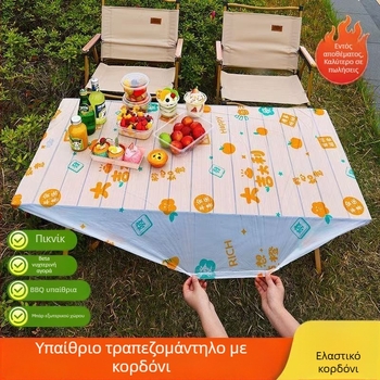 Μίας χρήσης εκτυπωμένο τραπεζομάντηλο με δυνατότητα προσαρμογής, πλαστικό (PE/πολυαιθυλένιο), πάχος 2 silk, ορθογώνιο σχήμα, κατάλληλο για πικνίκ.