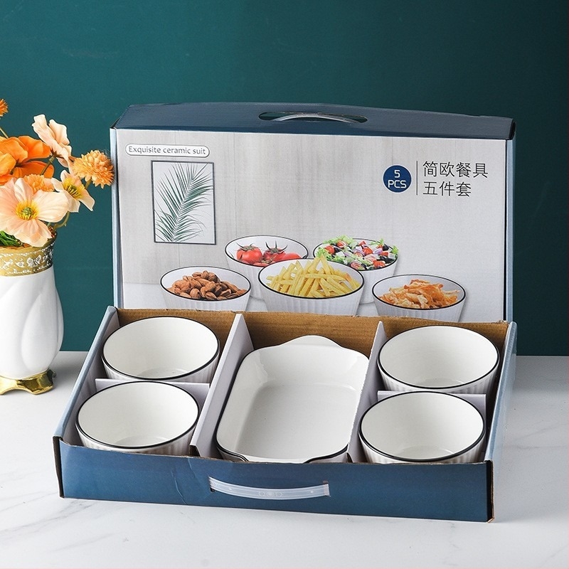 Αντιολισθητικό κεραμικό σετ σερβιρίσματος με μπολ, χωρητικότητα 300 ml, χειροποίητο, διαθέσιμο σε σετ 2–5 τεμαχίων