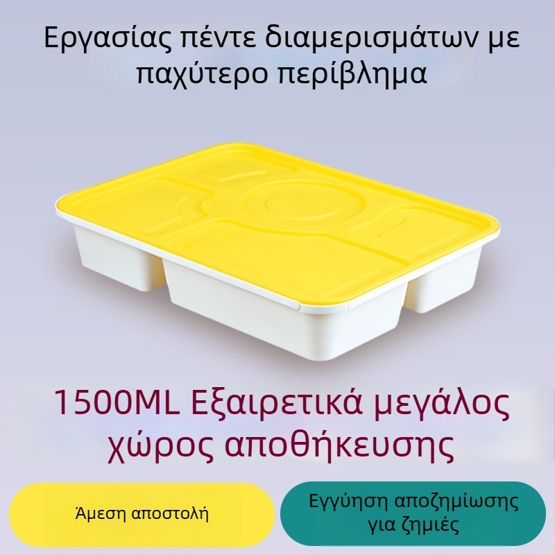 Healthy People πέντε διαμερισμάτων κουτί γεύματος μιας χρήσης με κλειδαριά κατά της κλοπής, ασφαλές για φούρνο μικροκυμάτων, υλικό PP