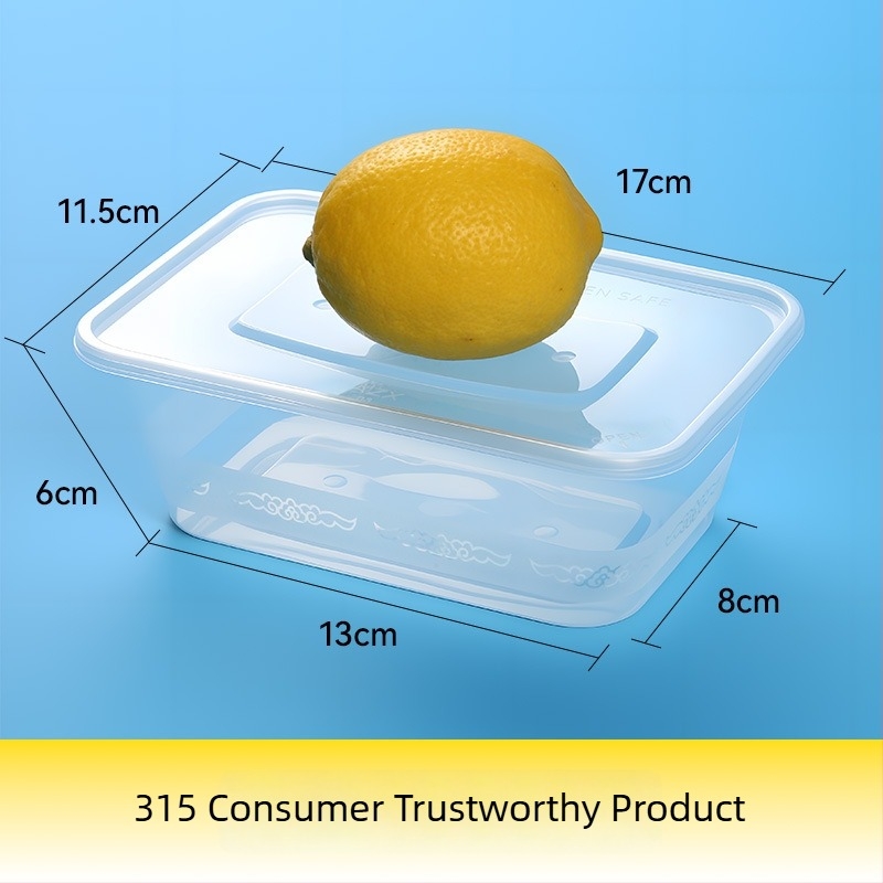 Τετράγωνιο πλαστικό κουτί γεύματος μίας χρήσης, χωρητικότητας 1000 ml, από PP, με καπάκι και μπολ σούπας, ασφαλές στον φούρνο μικροκυμάτων, αδιάβροχο