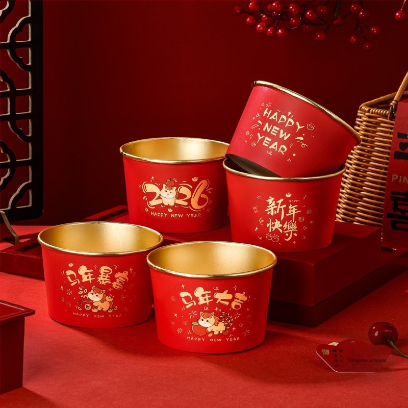 Σετ μίας χρήσης μπολ για ρύζι από πλαστικό τροφίμων, στρογγυλά μπολ, κατάλληλα για φούρνο μικροκυμάτων, συσκευασία 25 τεμάχια