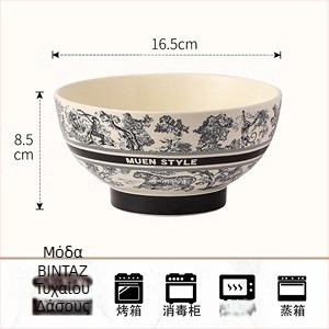 Σετ μπολ και πιάτων για οικιακή χρήση — κεραμικά, κινεζικό στυλ, ελαφριά πολυτέλεια και ρετρό αίσθηση, μάρκα Enny