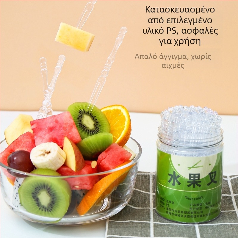 Πιρούνι φρούτων μίας χρήσης από πλαστικό, κατάλληλο για τρόφιμα, για φρούτα και γλυκίσματα – μοντέρνος απλός σχεδιασμός