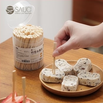 Σετ πιρουνάκια φρούτων μίας χρήσης για οικιακή χρήση – Μπαμπού, 200 τεμάχια, Απλός σχεδιασμός, Πρώτης ποιότητας, Διαθέσιμο για ιδιωτική ετικέτα