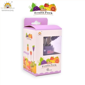 Sunli ανοξείδωτο πιρούνι φρούτων, στυλ μικρό φρέσκο, μοτίβο φρούτων, εκτύπωση λογότυπου διαθέσιμη