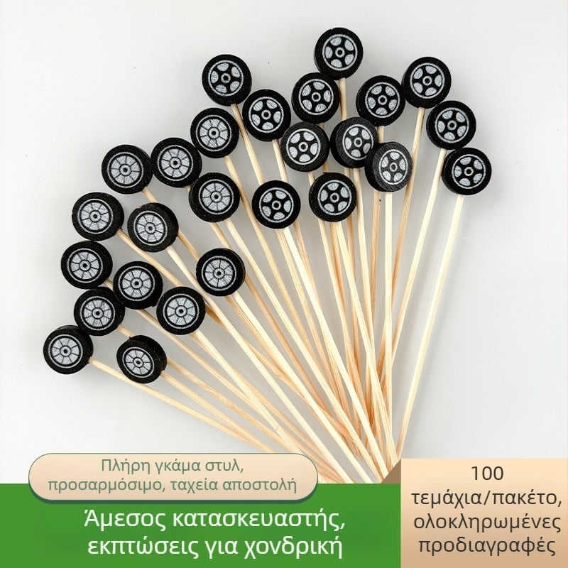 Μίας χρήσης καλαμάκια φρούτων από μπαμπού – δημιουργικό στυλ, μοτίβο κινουμένων σχεδίων, διακόσμηση κοκτέιλ για ενήλικες