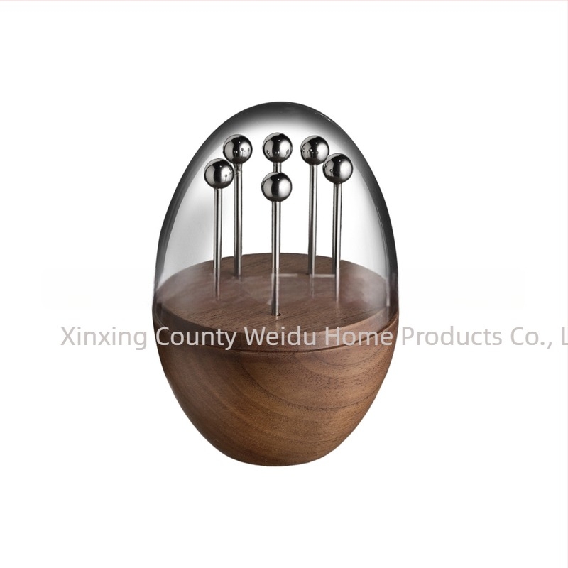 Σετ πιρουνάκια φρούτων από ανοξείδωτο ατσάλι με λαβή από καρύδι, εμπνευσμένο από σκανδιναβικό στυλ, ελαφρύ ρετρό πολυτελείας, για ενήλικες