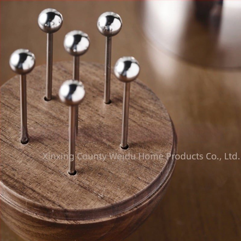 Σετ πιρουνάκια φρούτων από ανοξείδωτο ατσάλι με λαβή από καρύδι, εμπνευσμένο από σκανδιναβικό στυλ, ελαφρύ ρετρό πολυτελείας, για ενήλικες