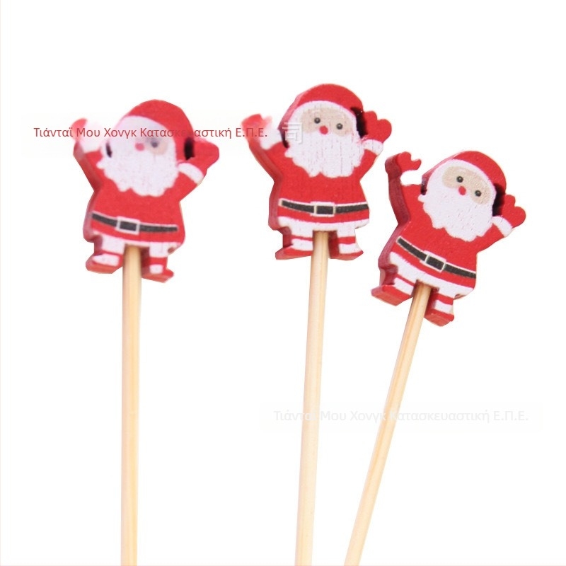 Μονόχρηστα καλαμάκια μπαμπού για κοκτέιλ με μοτίο του Άγιου Βασίλη, κορεατικού στυλ, δυνατότητα εκτύπωσης λογότυπου