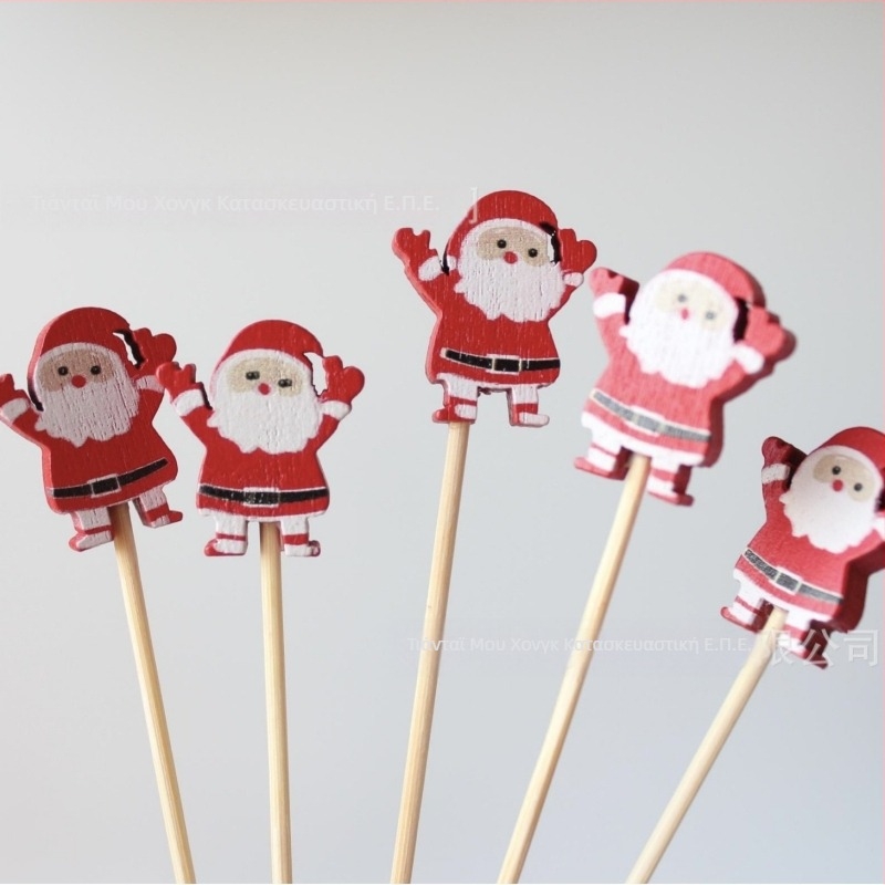 Μονόχρηστα καλαμάκια μπαμπού για κοκτέιλ με μοτίο του Άγιου Βασίλη, κορεατικού στυλ, δυνατότητα εκτύπωσης λογότυπου