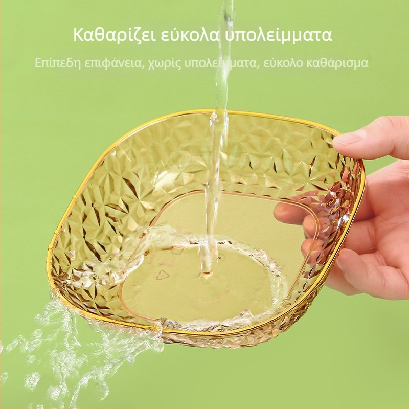 Πλαστικό τετράγωνο πιάτο για τρόφιμα, με επιφάνεια ηλεκτροπλακρωμένη, σε στιλ ελαφριάς πολυτέλειας, μοτίβο μονόχρωμο
