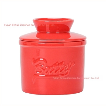 Κεραμικός βάζος βουτύρου με καπάκι, ανάγλυφος σχεδιασμός, μοντέρνος μινιμαλιστικός στυλ, εκτύπωση λογότυπου, προσαρμογή, διαθέσιμη ιδιωτική ετικέτα, ποιότητα πρώτης κατηγορίας.