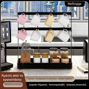 Θήκη για φλυτζάνια – χωρίς διάτρηση, κρεμαστό ράφι αποθήκευσης φλυτζανιών κουζίνας, μεταλλικό, σκανδιναβικό στυλ, αποθήκευση