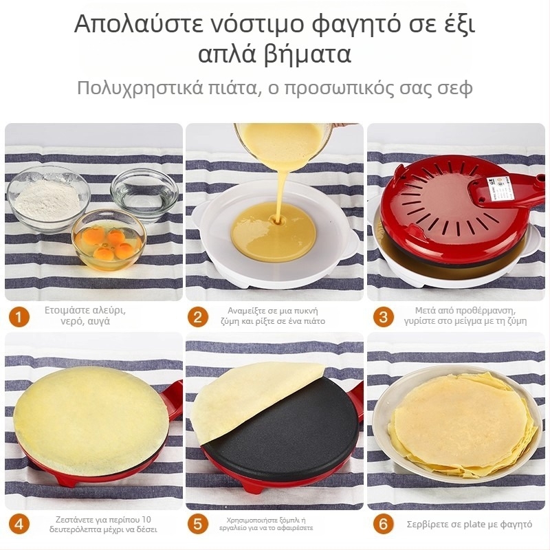 Μηχανή κρέπας λεπτή EL-5006, διάμετρος 20 εκ., ισχύς 600W, 220V, θέρμανση από την μία πλευρά