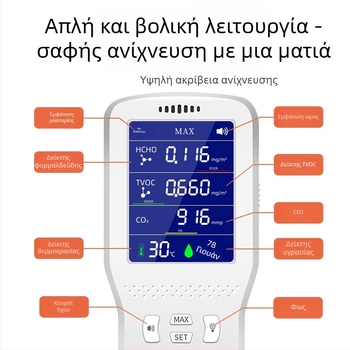 Φορητός υπέρυθρος ανιχνευτής ποιότητας αέρα CO2 για φορμαλδεΰδη και διοξείδιο του άνθρακα με υγρόμετρο εσωτερικής θερμοκρασίας, μοντέλο 090, εύρος 0-9.999, ακρίβεια 0,001
