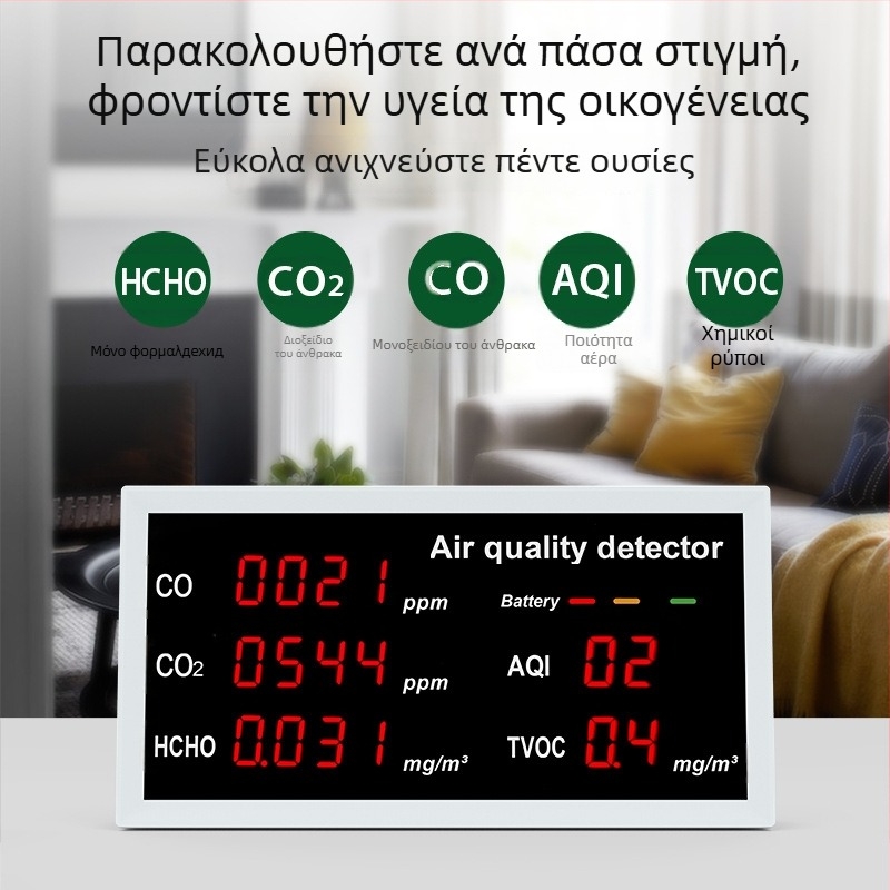 Φορητός μετρητής ποιότητας αέρα – Μοντέλο W17, ανίχνευση HCHO, CO2 και TVOC, εύρος 400–5000, ακρίβεια 5 PPM, τροφοδοσία USB