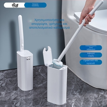 Σετ μιας χρήσης βούρτσα τουαλέτας με 12 κεφαλές, περιλαμβάνει καθαριστικό, μακριά λαβή
