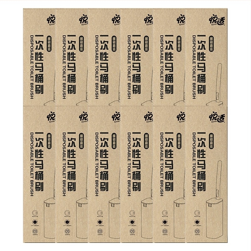 Σετ μιας χρήσης βούρτσα τουαλέτας με 12 κεφαλές, περιλαμβάνει καθαριστικό, μακριά λαβή