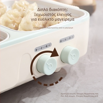 Ηλεκτρική κατσαρόλα μαγειρέματος, όλα σε ένα: γκριλ και ατμός, χωρητικότητα ≤2 L, εσωτερικό δοχείο από ανοξείδωτο ατσάλι, έλεγχος με περιστροφικό διακόπτη