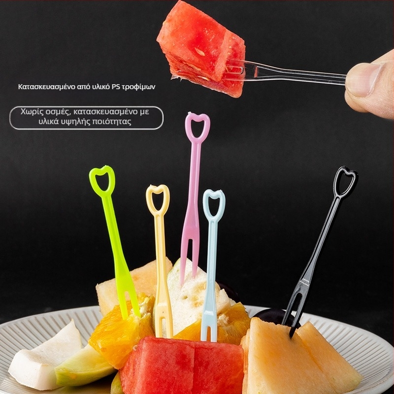 Μίας χρήσης πιρούνι φρούτων, PS υλικό, σχήμα καρδιάς, ατομικά συσκευασμένο, 500 τεμάχια ανά συσκευασία, Shake box