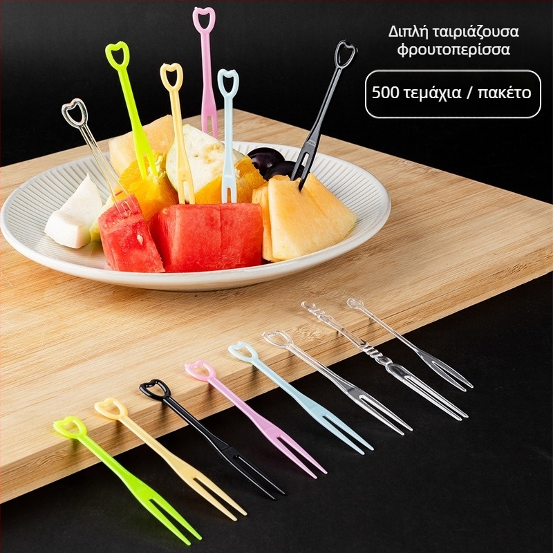 Μίας χρήσης πιρούνι φρούτων, PS υλικό, σχήμα καρδιάς, ατομικά συσκευασμένο, 500 τεμάχια ανά συσκευασία, Shake box