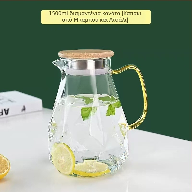 Σετ μπουκάλι κρύου νερού με γυάλινα ποτήρια — μοντέρνο μινιμαλιστικό στυλ, υφή σφυρήλατη, κατάλληλο για χυμό, γάλα, τσάι και κρύο νερό, έτοιμο για δώρο