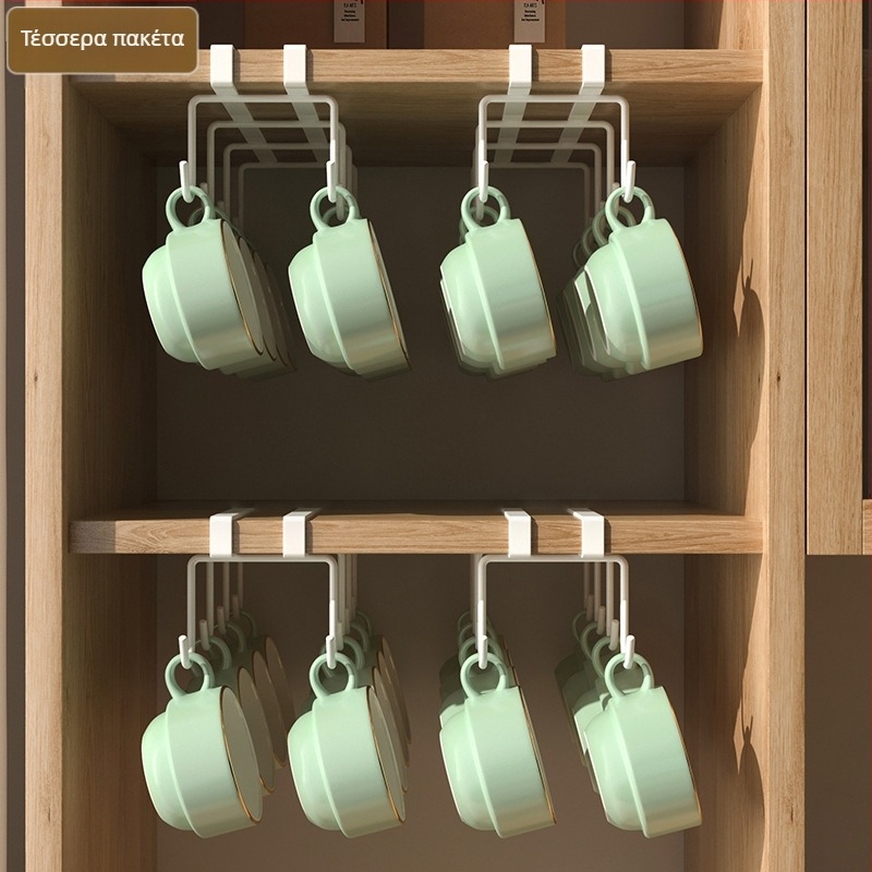 Ραφιέρα για κούπες από σίδηρο με σύρμα, κρεμαστή στον τοίχο, χωρίς οπές, μοντέρνο μίνιμαλιστικό στυλ