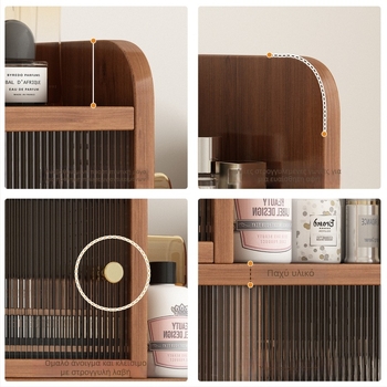 Ράφι αποθήκευσης επιτραπέζιο με 4 επίπεδα, κάθετος ντουλάπι σε ιαπωνικό στυλ για θήκη φλυτζανιών καφέ και αξεσουάρ τσαγιού, κατασκευή από πυκνή πλάκα