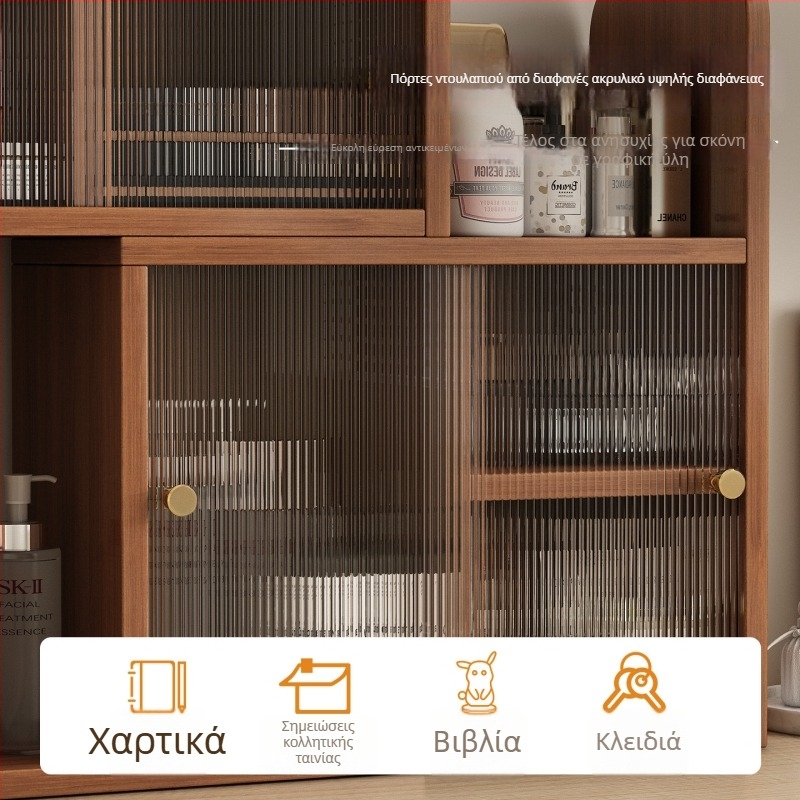 Ράφι αποθήκευσης επιτραπέζιο με 4 επίπεδα, κάθετος ντουλάπι σε ιαπωνικό στυλ για θήκη φλυτζανιών καφέ και αξεσουάρ τσαγιού, κατασκευή από πυκνή πλάκα