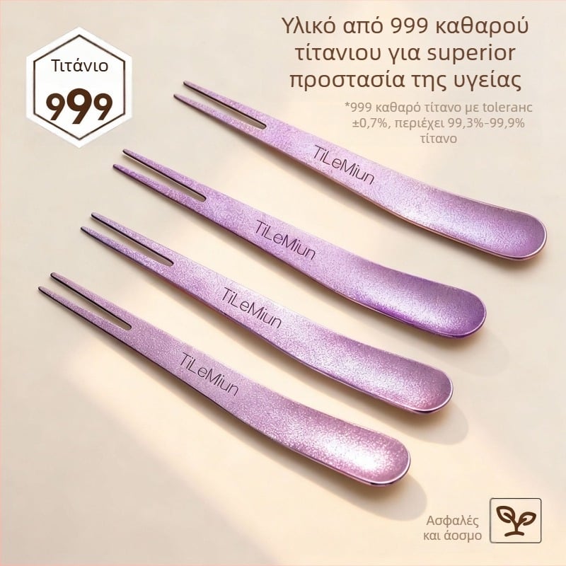 Διπλής χρήσης πιρούνι φρούτων και κουτάλι επιδορπίου από τιτάνιο, στυλ ελαφρύς-πολυτελής ρετρό, Worthbuy, για παιδιά